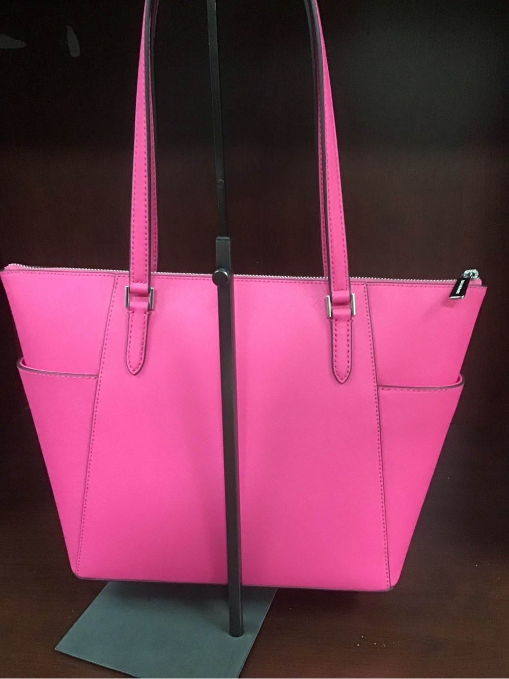MICHAEL KORS Hot Pink Saffiano Leather Tote - Picture 2 of 4